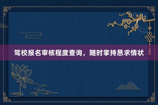 驾校报名审核程度查询，随时掌持恳求情状
